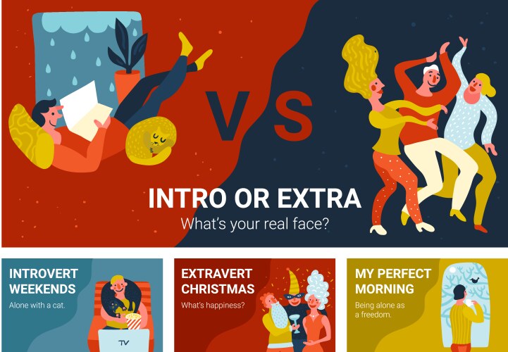 Introvert vs. Extravert Concepts vector image