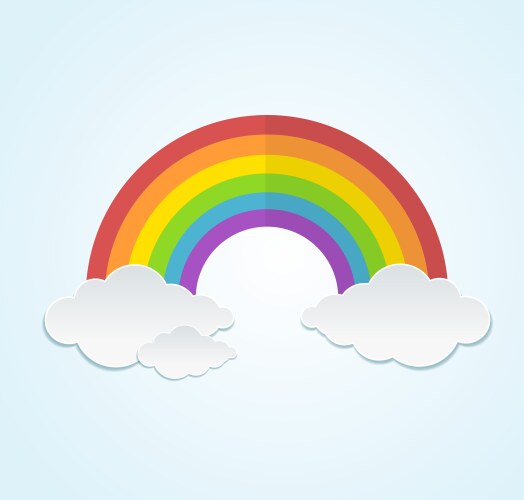 Rainbow with two clouds Royalty Free Vector Image