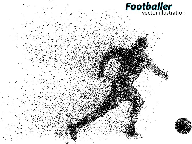 Silhouette of a football player from particles vector image