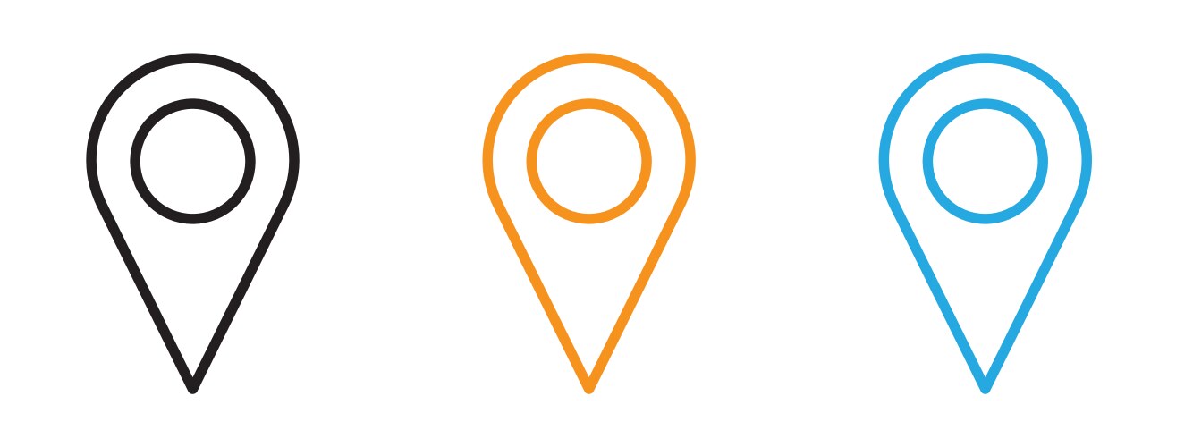 Map pin icon flat line symbol set Royalty Free Vector Image