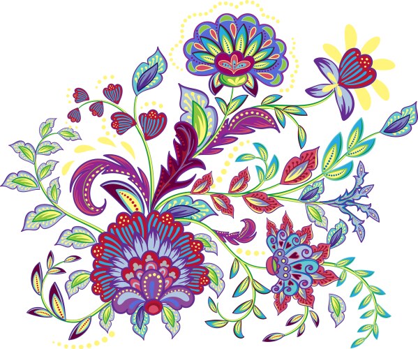 Floral Embroidery Patch - Vintage Style Vector Image