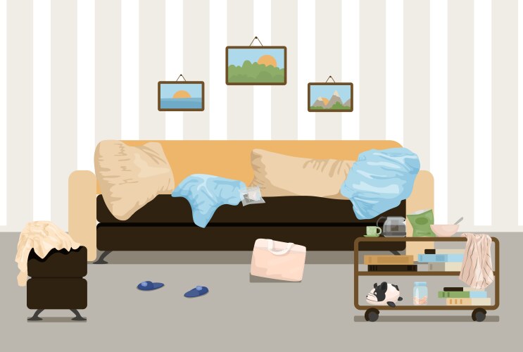 Messy living room composition vector image