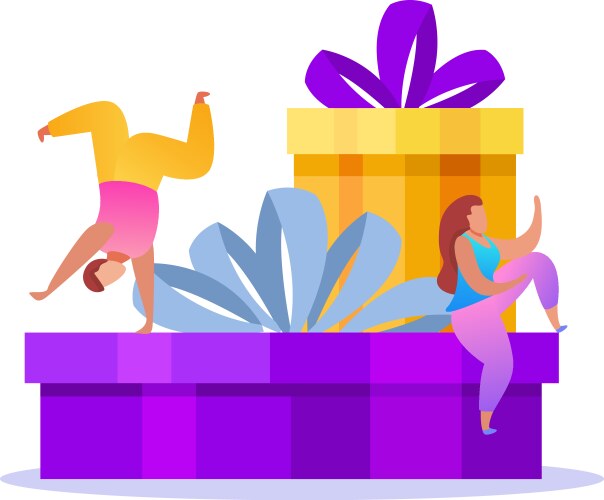 people gifts flat composition vector image