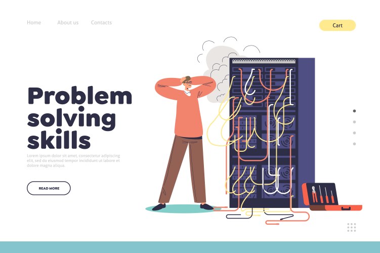 Problem solving skills concept of landing page vector image
