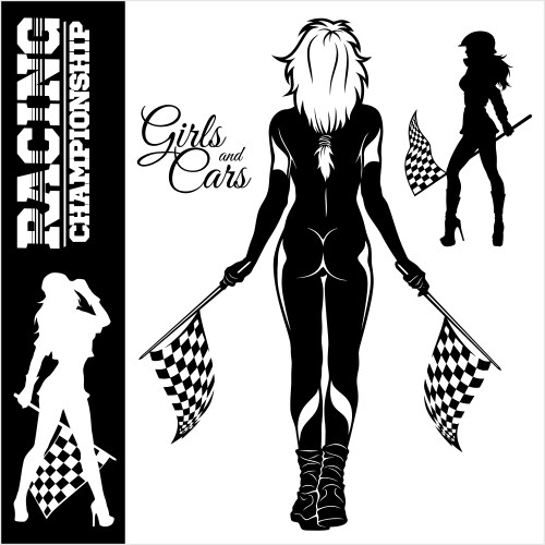Sexy Sport Girls Street Racing Vector Image