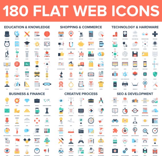 Flat web icons Royalty Free Vector Image - VectorStock