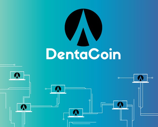 Dentacoin blockchain circuit networking style vector image