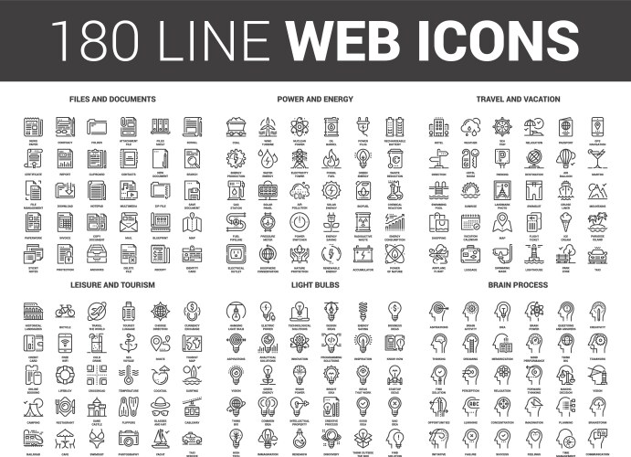 180 modern thin line icons set of business Vector Image