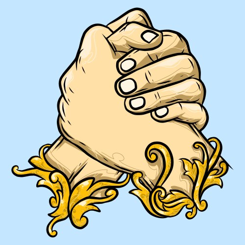Brother friend handshake sketch engraving Vector Image