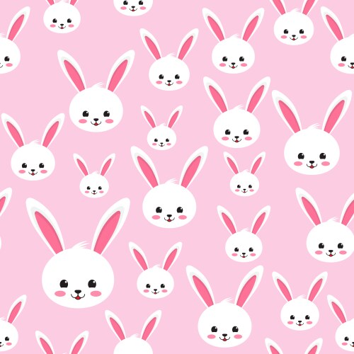Cute Rabbit Seamless Pattern - Pink Background – Royalty-Free Vector ...