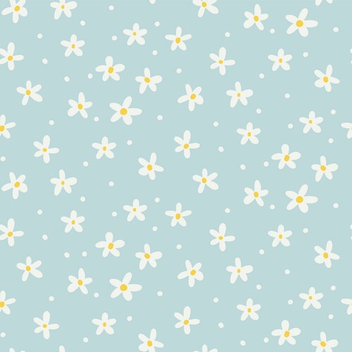 White ditsy flowers on blue seamless Royalty Free Vector