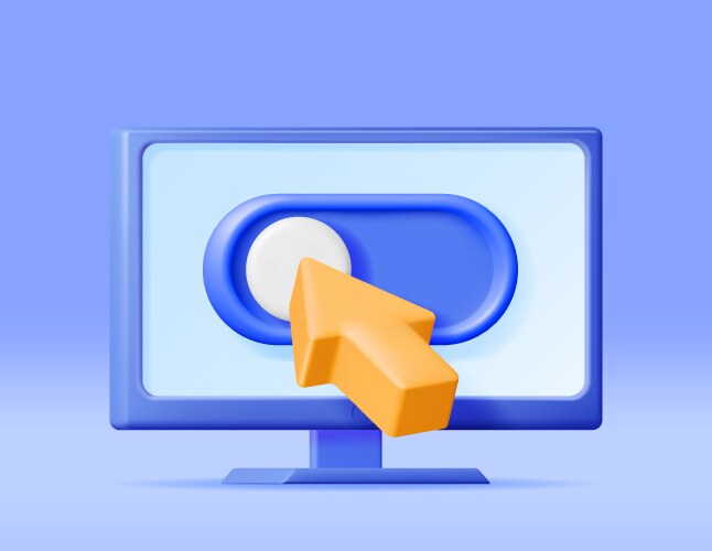 3d mouse cursor and switch button in computer vector image