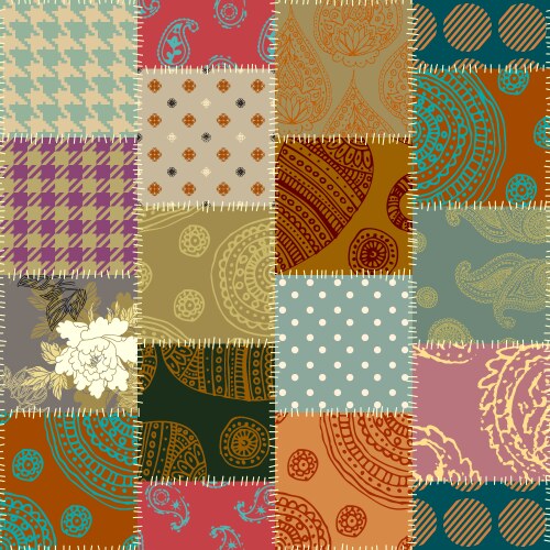 Quilting design patchwork pattern with natural Vector Image