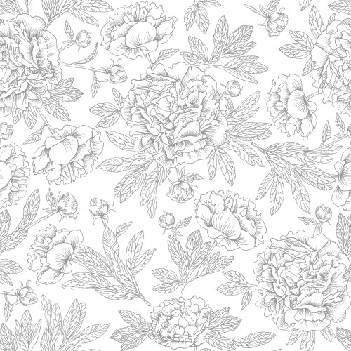 Peony seamless pattern Royalty Free Vector Image