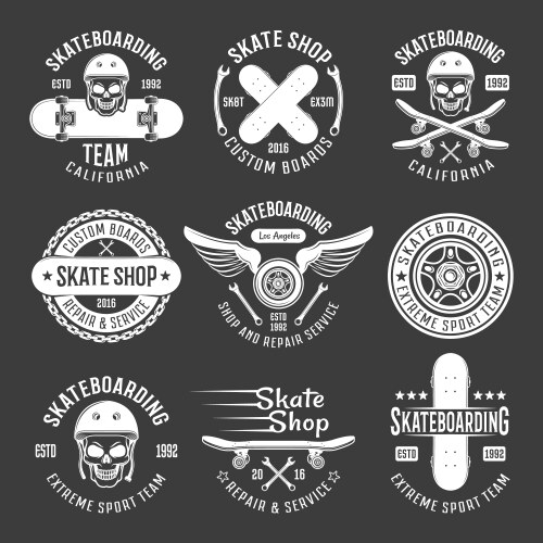 Skateboarding Emblems & Icons Vector Image