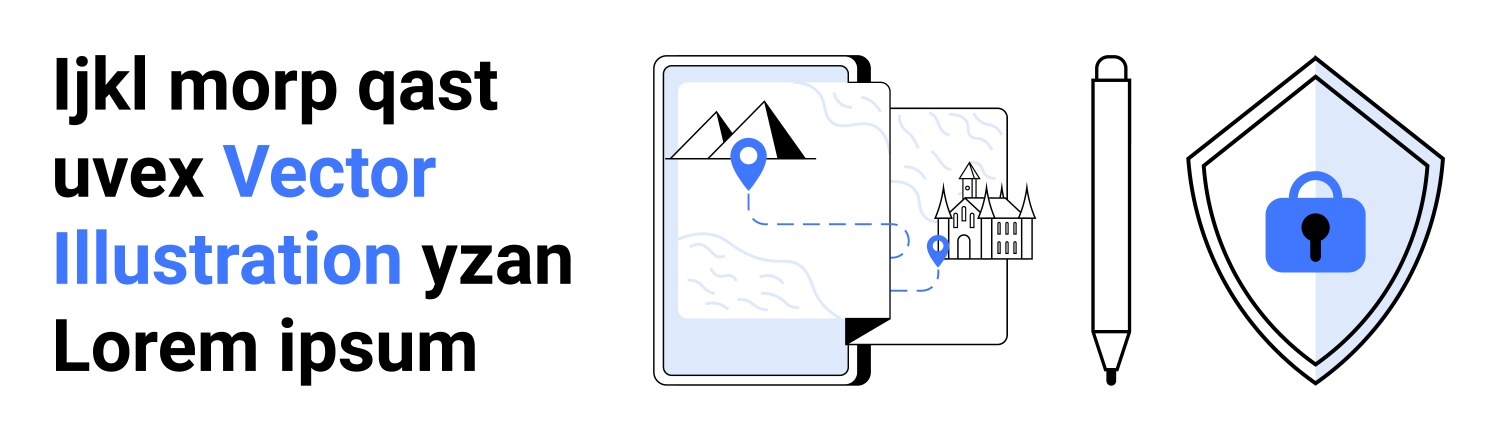 Digital mapping with secure data concept featuring vector image