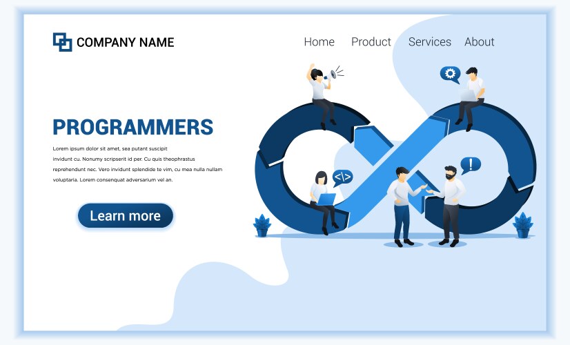 Programmers at work concept software development vector image