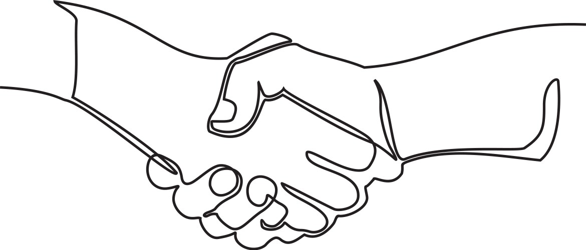 Handshake continuous line drawing business Vector Image