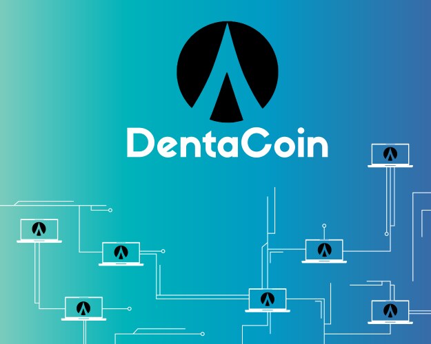 Dentacoin blockchain circuit networking style vector image