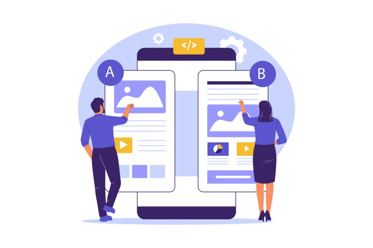 Flat of ab testing interface in uiux design vector image