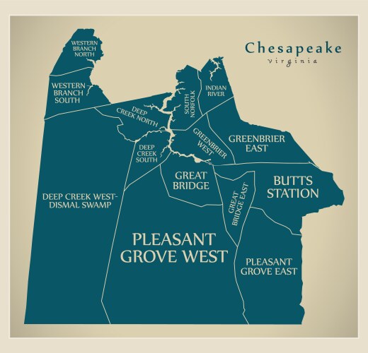 Modern city map - chesapeake virginia Vector Image