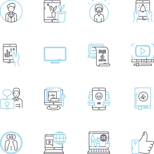 Email engine linear icons set inbox drafts sent vector image