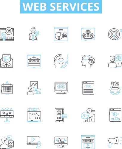 Web services line icons set vector image