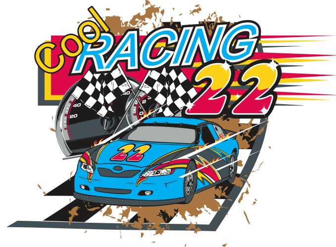 Muscle car with flames crazy race Royalty Free Vector Image