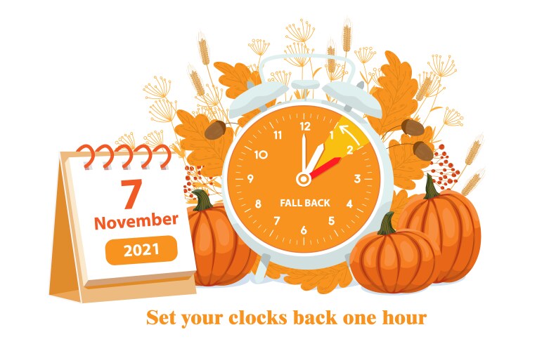 fall back the end of daylight savings time vector