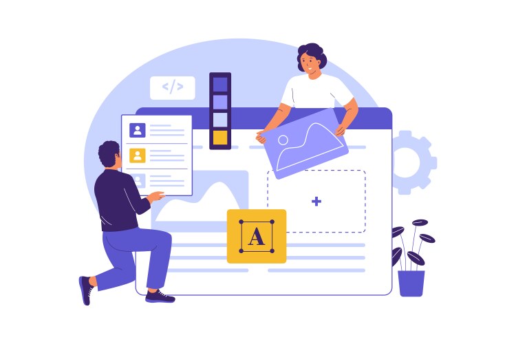 Flat of ui ux interface builder for web design vector image