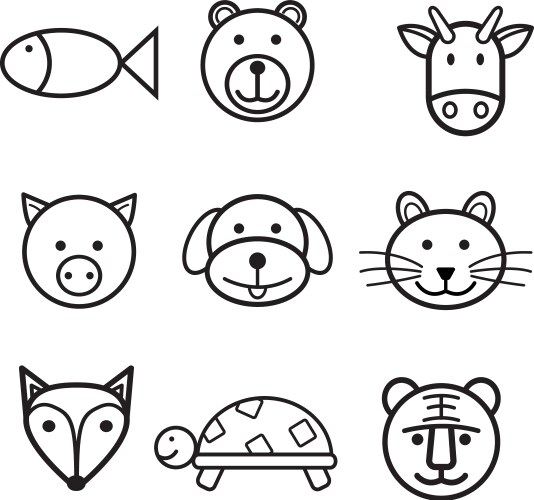 Animals in black and white Royalty Free Vector Image