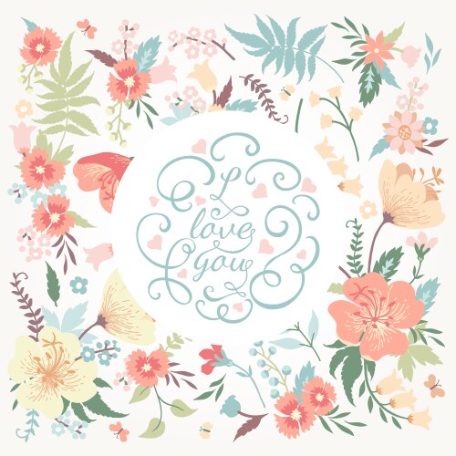 Floral Pastel Card with Flowers Vector Image