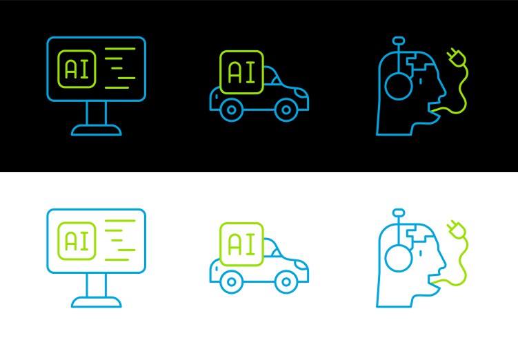 set line robot charging battery software vector