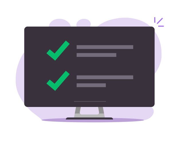 Checklist with check marks list online on computer vector image