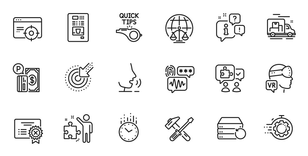 Outline set of puzzle reject certificate Vector Image