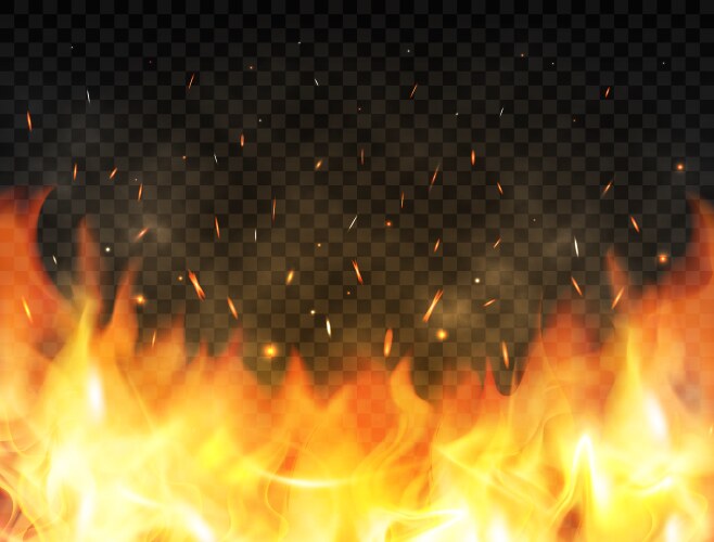Realistic Fire Flames Isolated On Transparent Royalty Free Vector