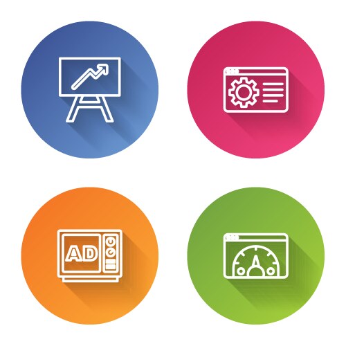 Set line board with graph chart browser setting vector image