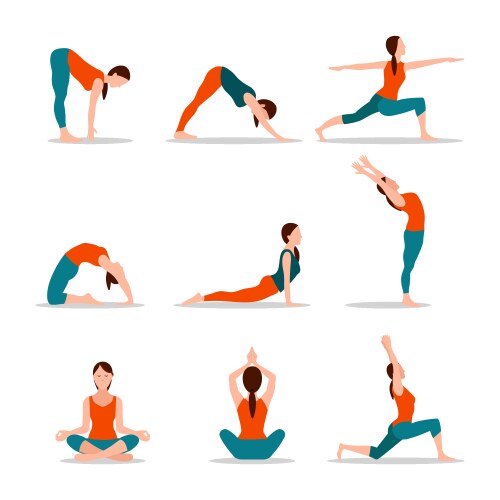 Yoga Poses Collection Vector Image