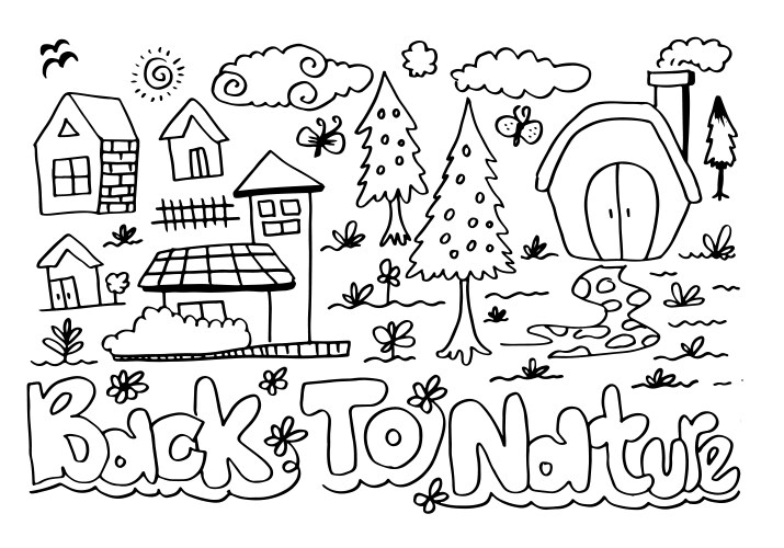 Back to nature hand letteringconcept background Vector Image