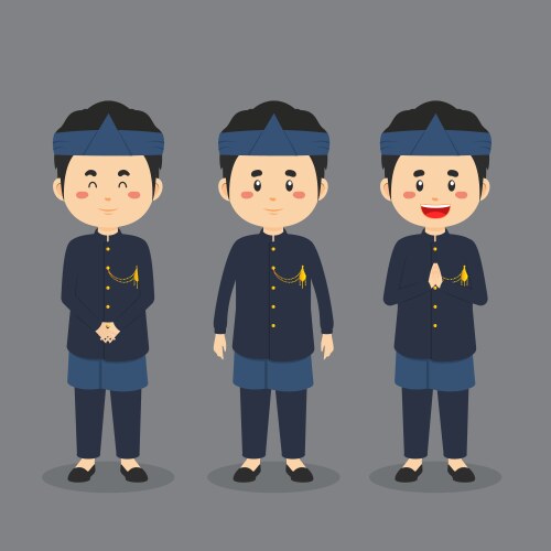 Sundanese indonesia character with various vector image