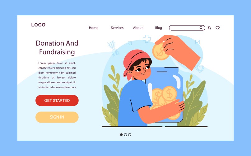 Child cancer donation and fundraising web banner vector image