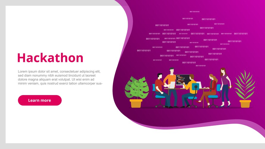 Hackathon concept team programming for website vector image