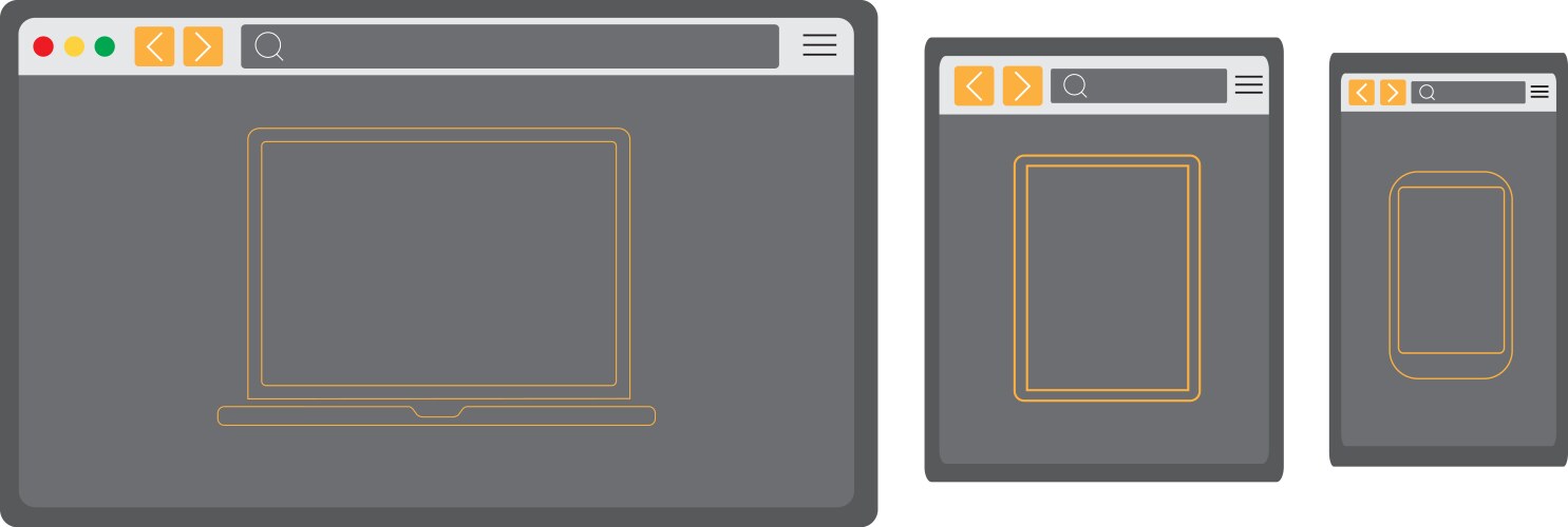 Set of flat empty browser windows for various devi vector image
