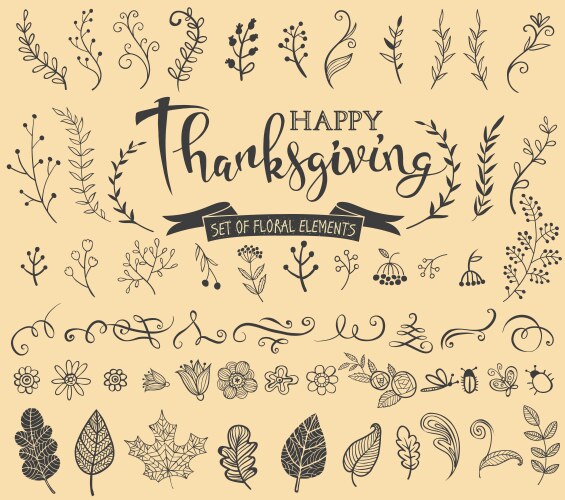 Thanksgiving design elements Royalty Free Vector Image