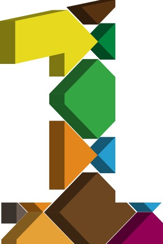 3d font number 1 vector image