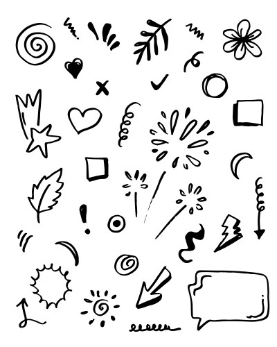 Hand drawn set elements black on white background Vector Image
