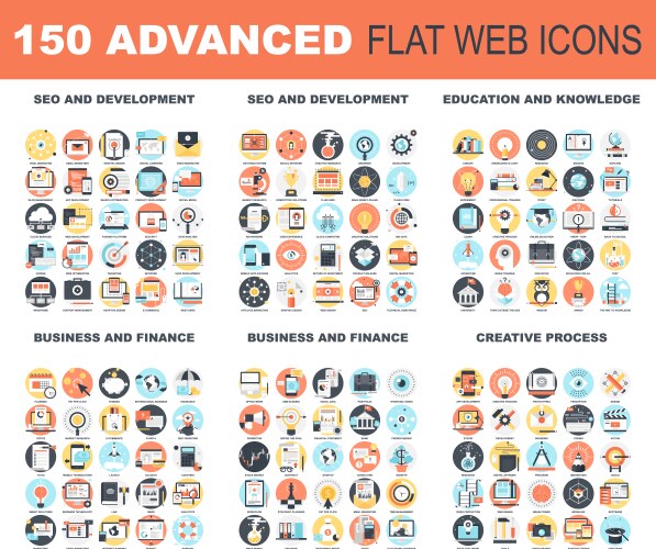 Conceptual flat web icons Royalty Free Vector Image
