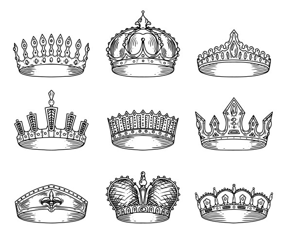 Royal Crown & Tiara Sketches Vector Image