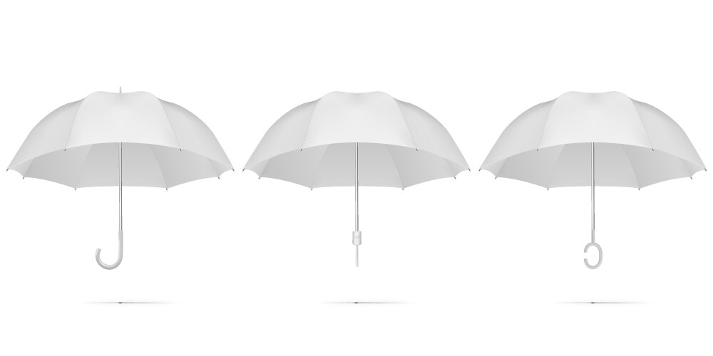 Realistic white umbrella mockup blank open fabric Vector Image
