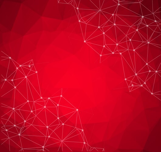 Abstract polygonal red background triangular tech vector image
